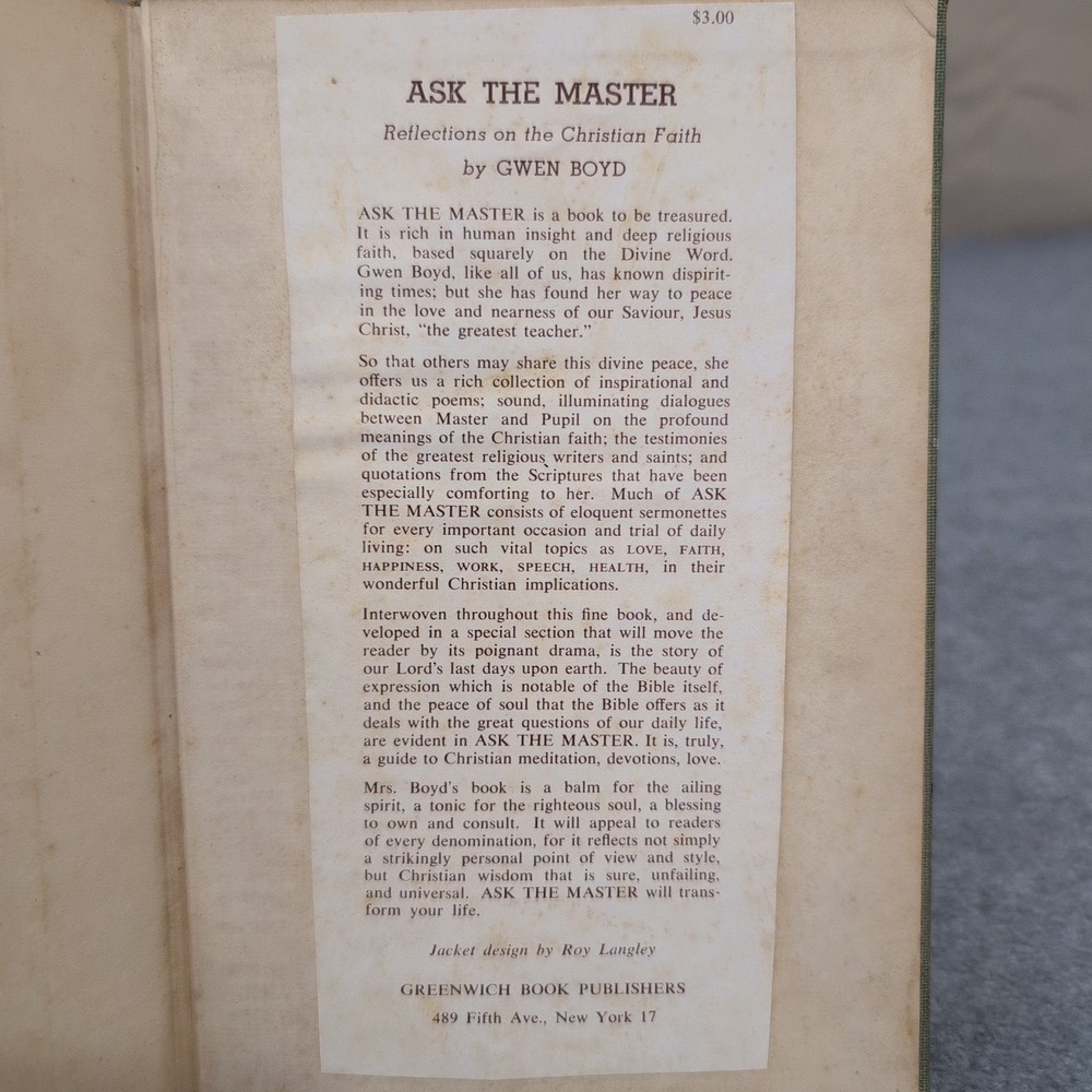 Ask the Master Reflections on Christian Faith Gwen Boyd Hardcover 1956 SIGNED - Picture 4 of 9
